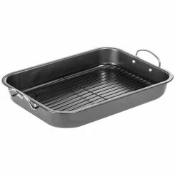 16 in. Non-Stick Carbon Steel Roasting Pan with Rack by Lexi Home