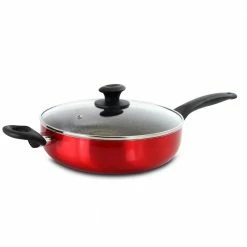 Merrion 3.5 qt. Aluminum Nonstick Saute Pan in Red with Glass Lid by Oster