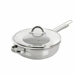 Sangerfield 3 Piece 4 Quart Stainless Steel Saute Pan with Lid and Splatter Guard by Oster
