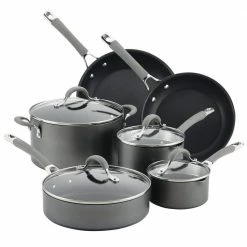 Elementum 10-Piece Hard-Anodized Aluminum Nonstick Cookware Set in Oyster Gray by Circulon