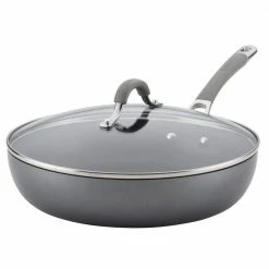Elementum 12 in. Hard-Anodized Aluminum Nonstick Skillet in Oyster Gray with Glass Lid by Circulon