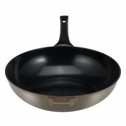 14 in. Green Aluminum Earth Wok with Smooth Ceramic Non-Stick Coating (100% PTFE and PFOA Free) by Ozeri
