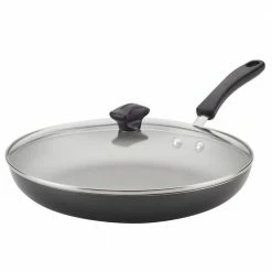Cook Start 12 .25 in. Aluminum Diamond Max Non-Stick Skillet Pewter with Lid by Farberware