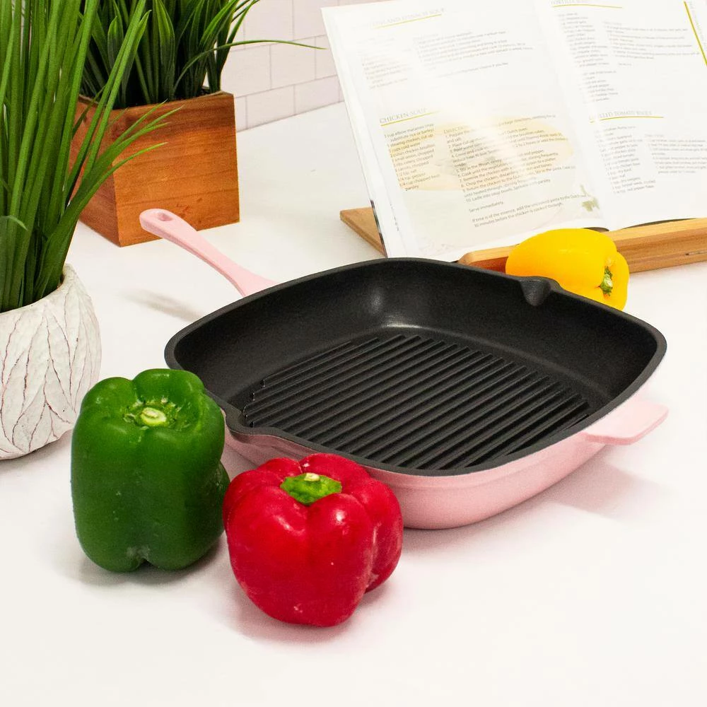 Neo11 in. Cast Iron Square Pink Grill Pan by BergHOFF - Image 4