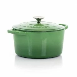 Artisan 5 qt. Round Cast Iron Nonstick Dutch Oven in Pistachio Green with Lid by Crock-Pot