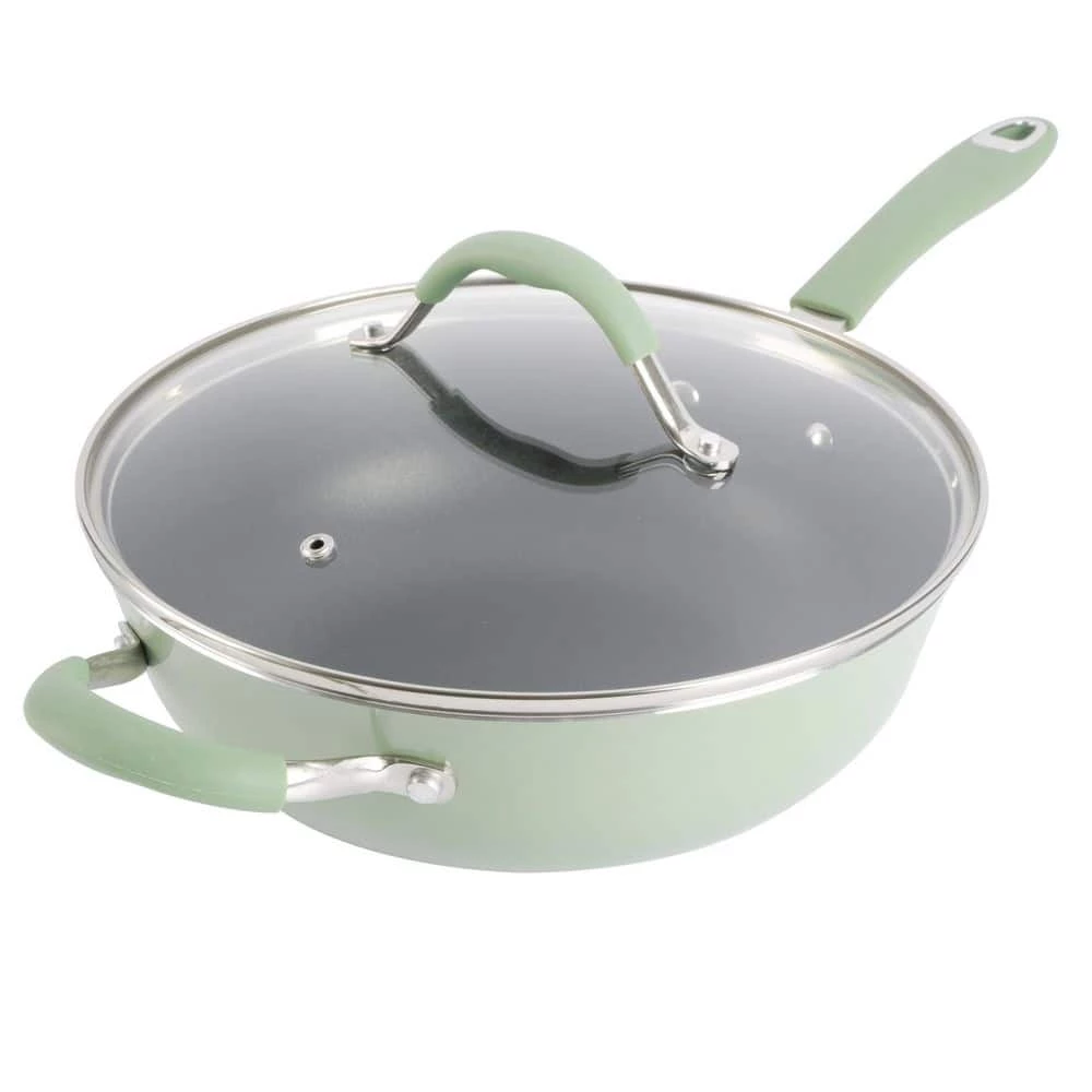12-Piece Nonstick Aluminum Cookware Set in Pistachio with Silicone Handles by Unbranded - Image 9