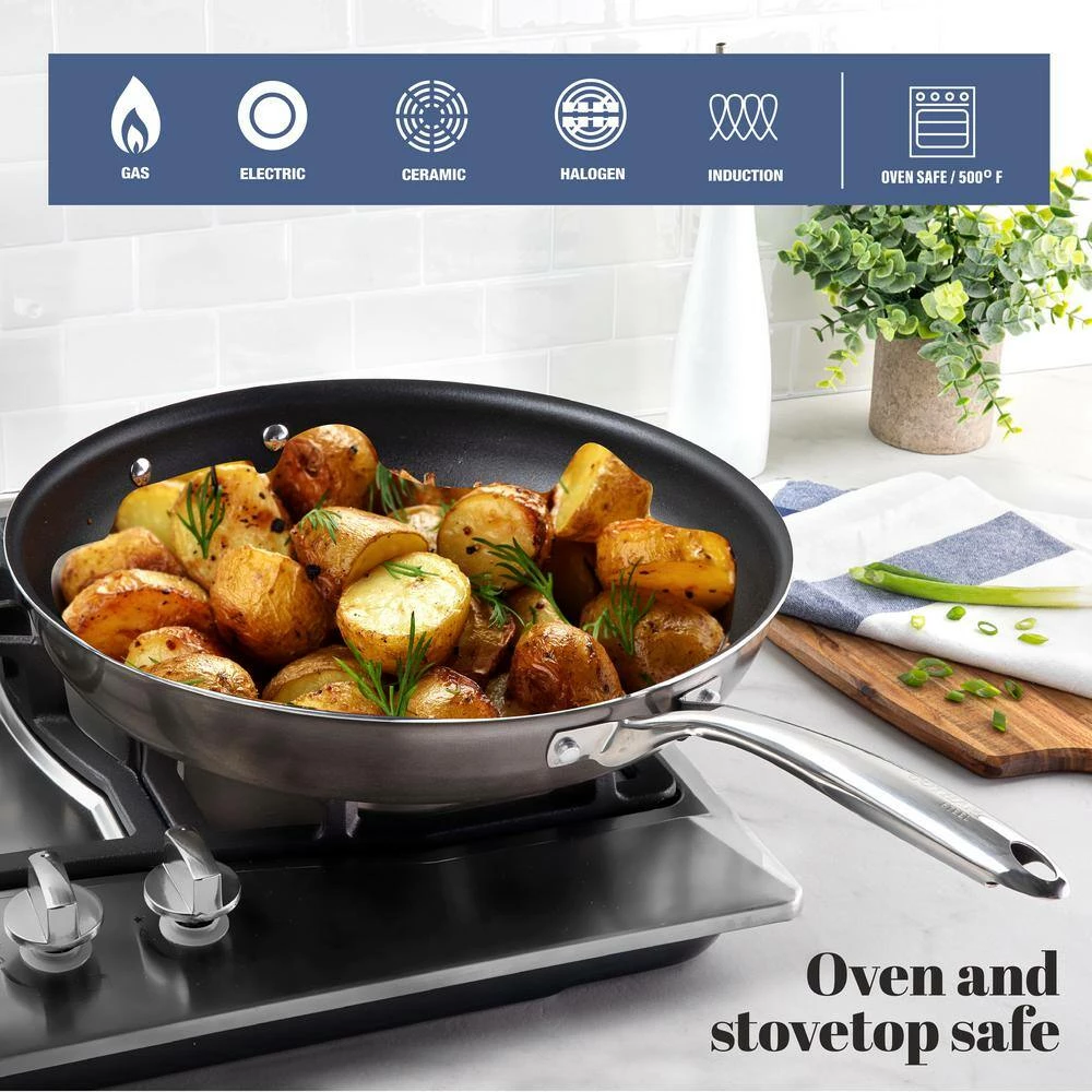 10-Piece Cast-Textured Aluminum Ti-Ceramic Nonstick Cookware Set in Platinum by Gotham Steel - Image 5