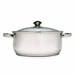 Pure Intentions 5 qt. Round Stainless Steel Dutch Oven in Polished Stainless Steel with Glass Lid by Ecolution