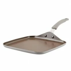 Cook + Create 11 in. x 11 in., Gray, Aluminum, Nonstick Stovetop Griddle Pan by Rachael Ray