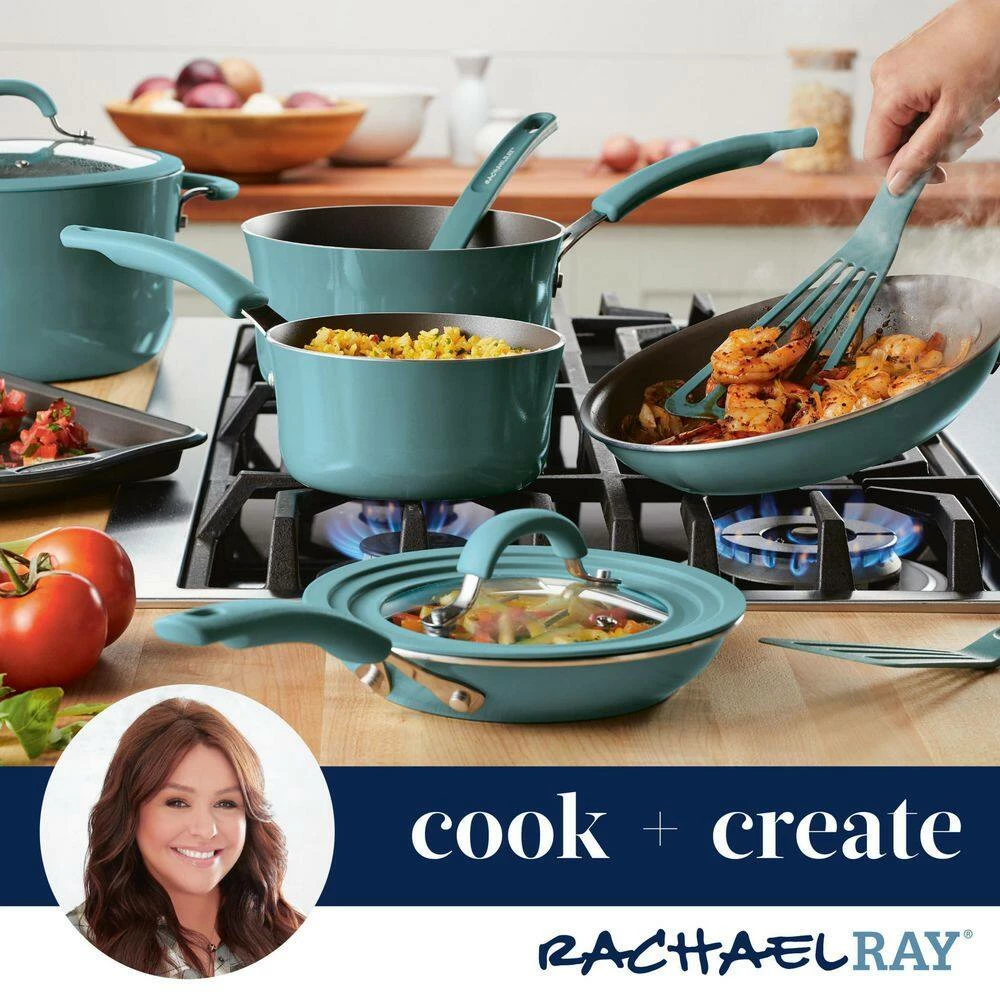 Cook + Create 3-qt. Aluminum Nonstick Saucier Sauce Pan in Agave Blue by Rachael Ray - Image 6