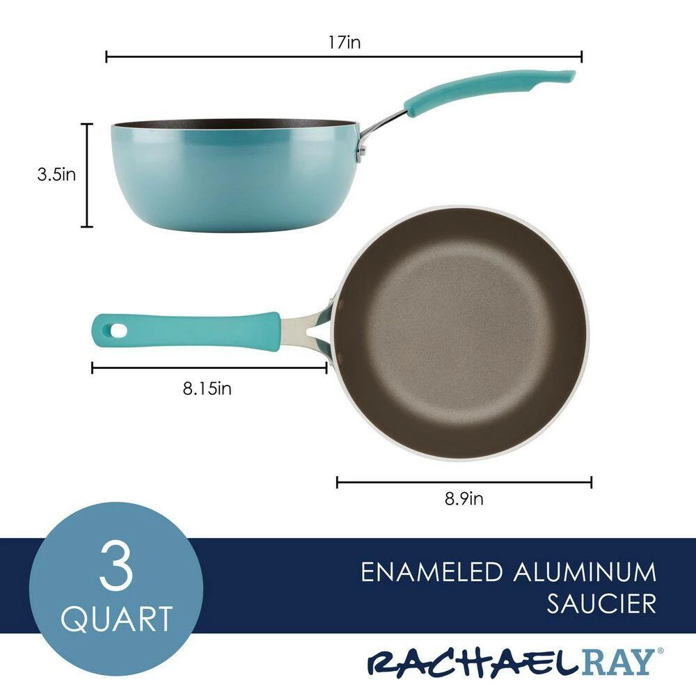 Cook + Create 3-qt. Aluminum Nonstick Saucier Sauce Pan in Agave Blue by Rachael Ray - Image 3