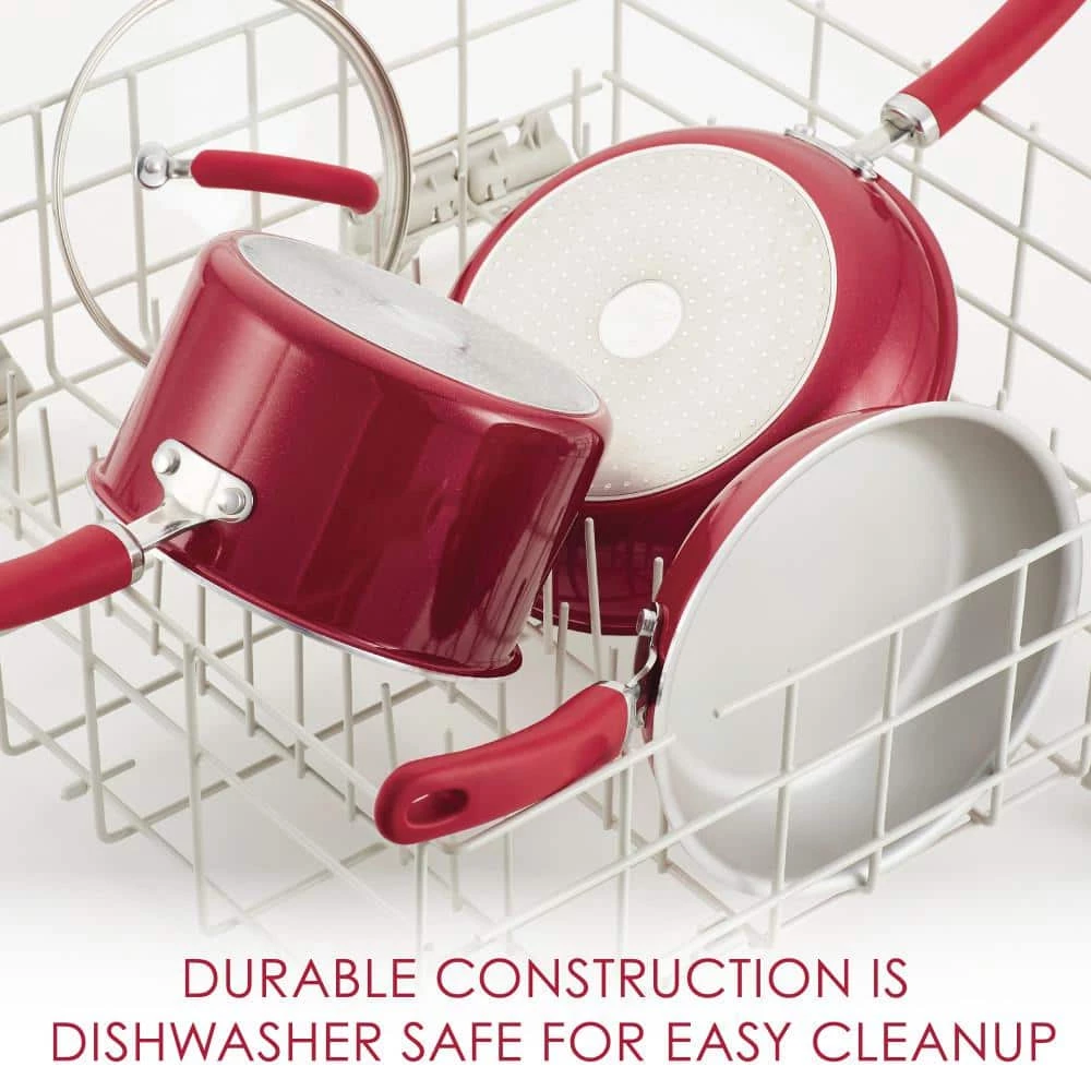 3 qt. Create Delicious Aluminum Nonstick Steam Set, Red Shimmer by Rachael Ray - Image 4