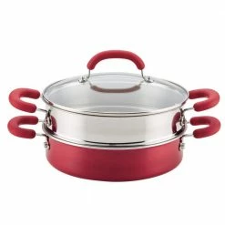 3 qt. Create Delicious Aluminum Nonstick Steam Set, Red Shimmer by Rachael Ray