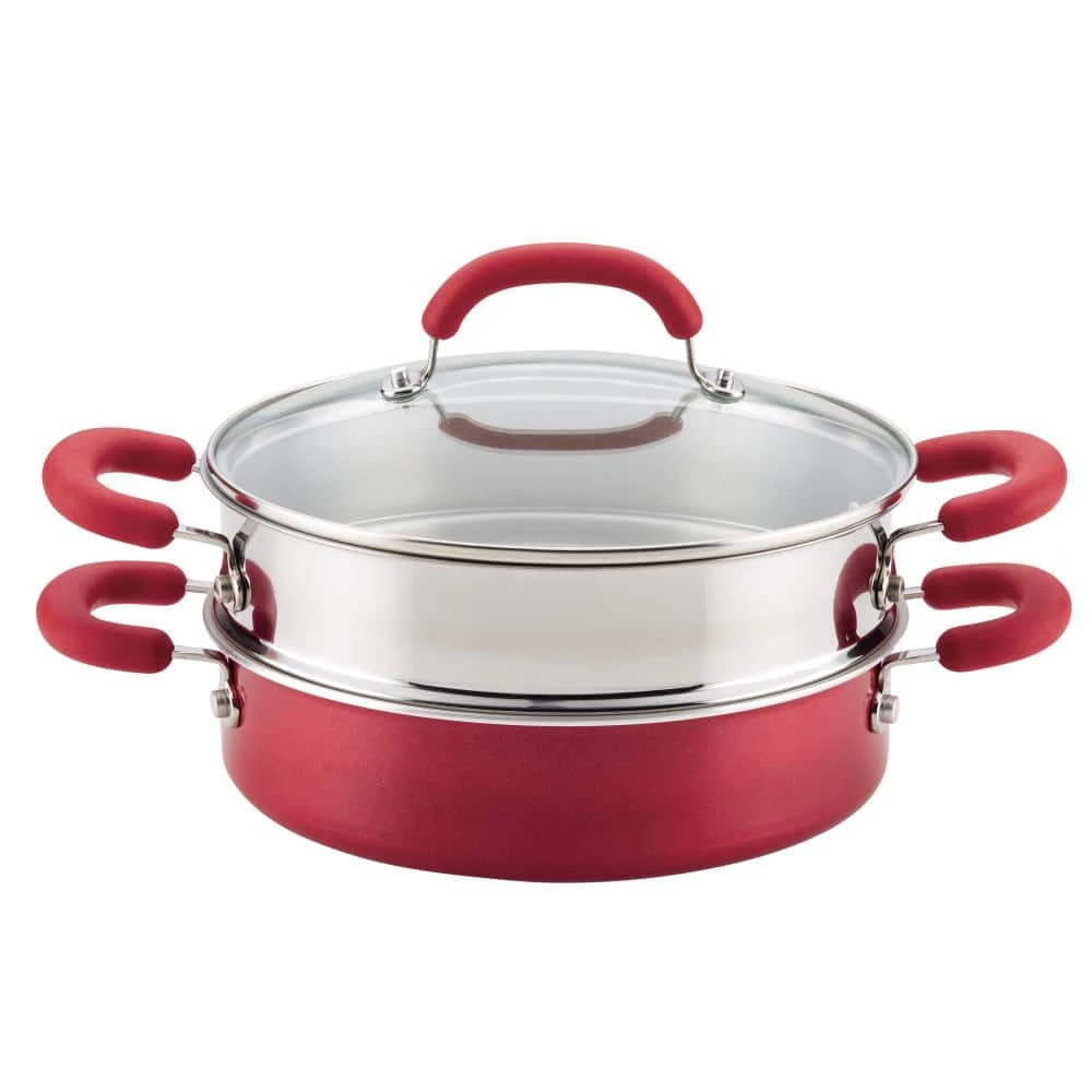 3 qt. Create Delicious Aluminum Nonstick Steam Set, Red Shimmer by Rachael Ray