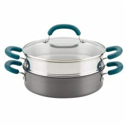 3 qt. Create Delicious Hard Anodized Aluminum Nonstick Steam Set, Gray by Rachael Ray