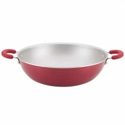 Create Delicious Aluminum Nonstick Wok, 14.25-Inch, Red Shimmer by Rachael Ray