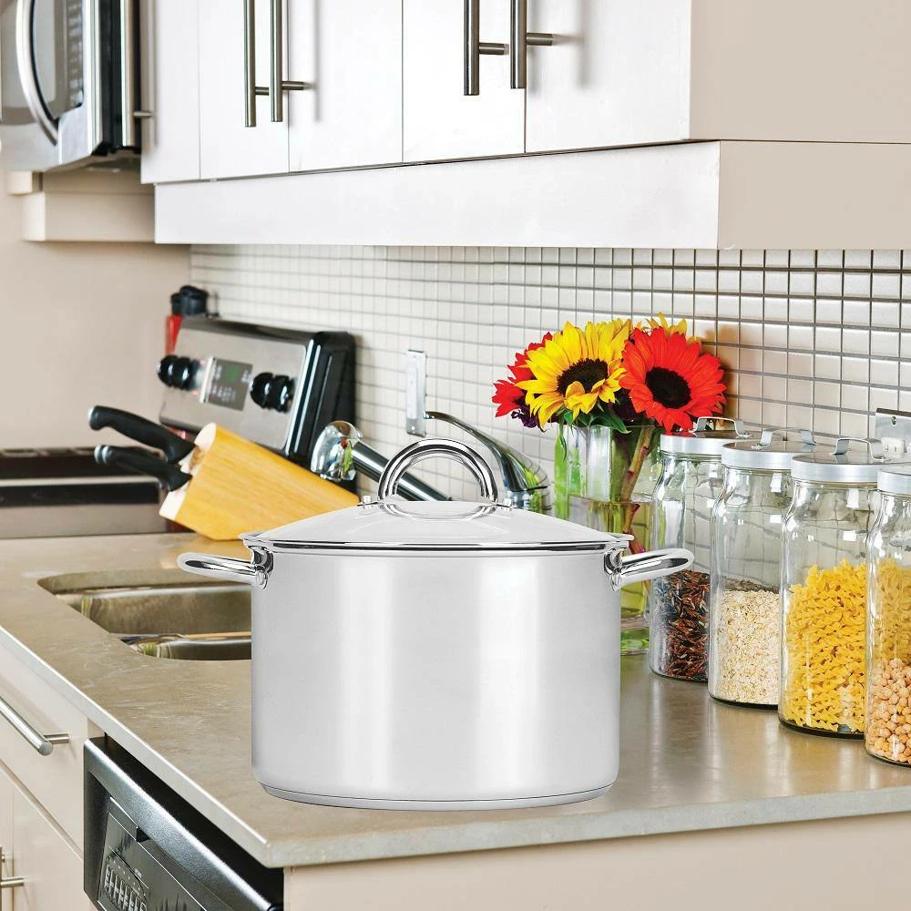 Preferred 8 qt. Stainless Steel Stock Pot with Glass Lid by Range Kleen - Image 3