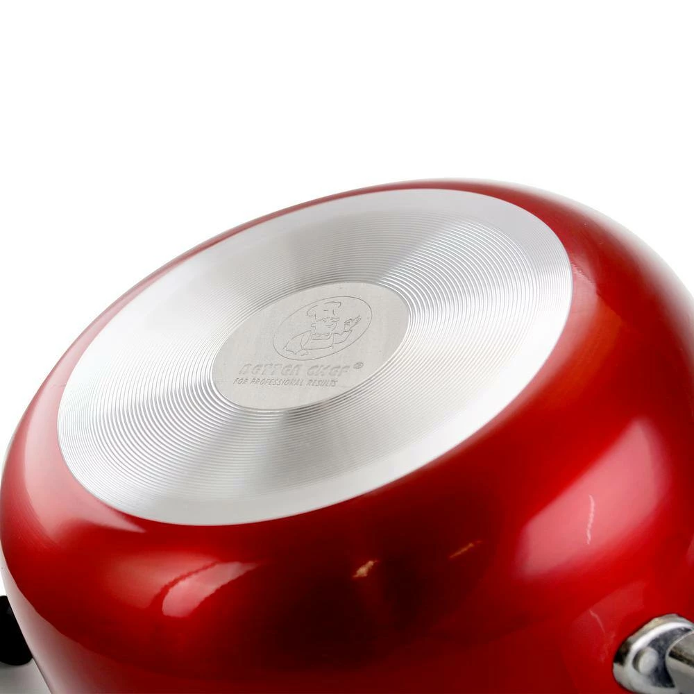 8 qt. Round Aluminum Nonstick Dutch Oven in Red with Glass Lid by Better Chef - Image 2