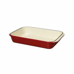 12.5 in. x 8 in. Red Chasseur Enamelled Cast Iron Rectangle Roaster by French Home
