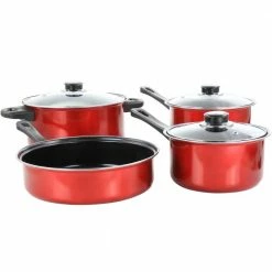 Cardinal 7-Piece Red Nonstick Steel Cookware Set by Gibson