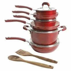 Arlington 12-Piece Aluminum Ceramic Nonstick Cookware Set in Red by KENMORE