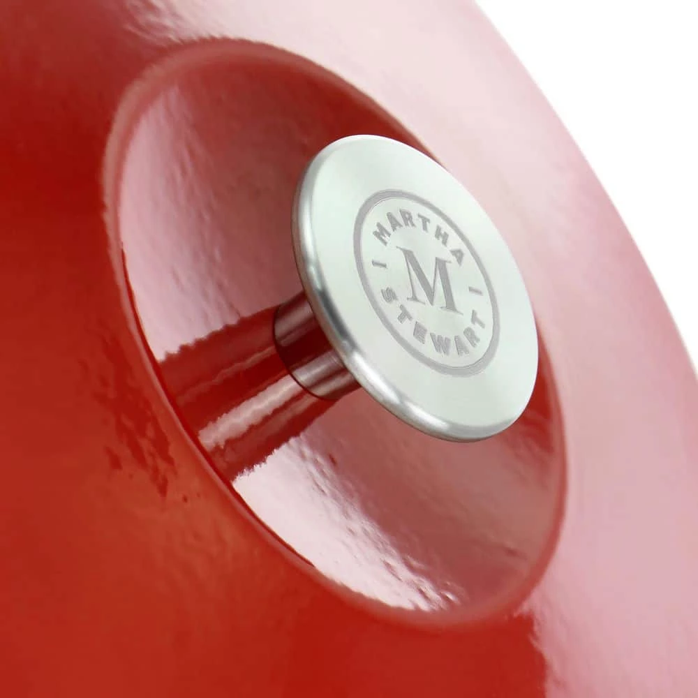 3 qt. Round Enameled Cast Iron Dutch Oven in Red with Lid by MARTHA STEWART - Image 6