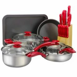 22-Piece Cookware Combo Set in Red by MegaChef