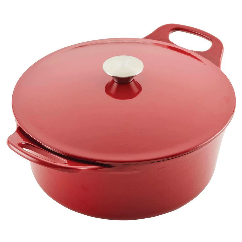 5 qt. Round Red Enameled Cast Iron Dutch Oven with Lid by Rachael Ray - Image 8