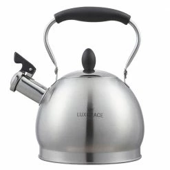 10 Cups Satin Finish Stainless Steel Whistling Tea Kettle with Aluminum Capsulated Bottom for Fast Boiling Heat Water by Creative Home