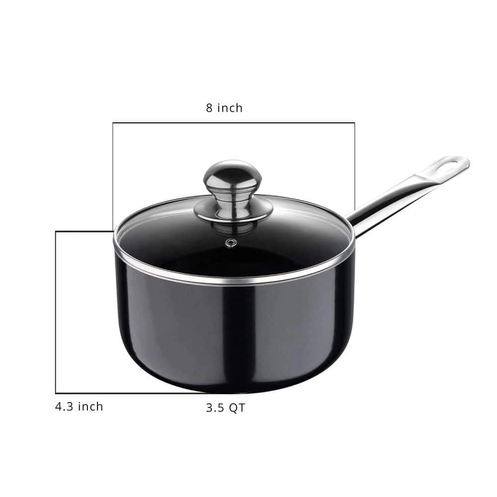 3.5 qt. Aluminum Nonstick Sauce Pan in Black with Lid by BERGNER - Image 3