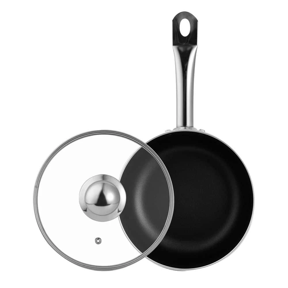 3.5 qt. Aluminum Nonstick Sauce Pan in Black with Lid by BERGNER
