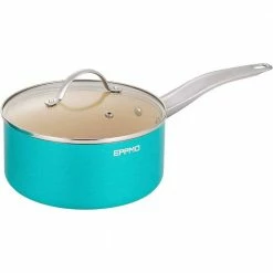 2.9 Qt. Ceramic Aluminum Nonstick Sauce Pan in Blue with Lid by EPPMO