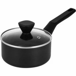1.5 Qt. Hard-Anodized Aluminum Nonstick Sauce Pan in Black with Lid by EPPMO