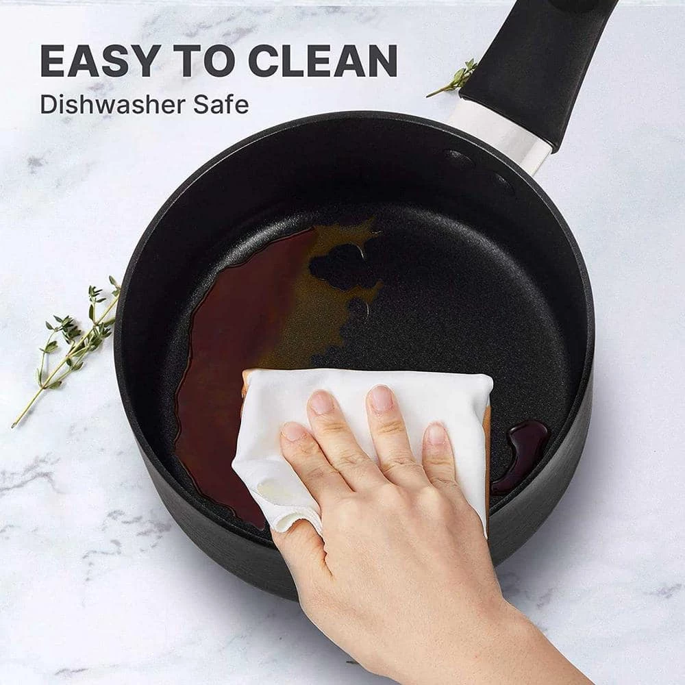 3.5 Qt. Hard-Anodized Aluminum Nonstick Sauce Pan in Black with Lid by EPPMO - Image 6