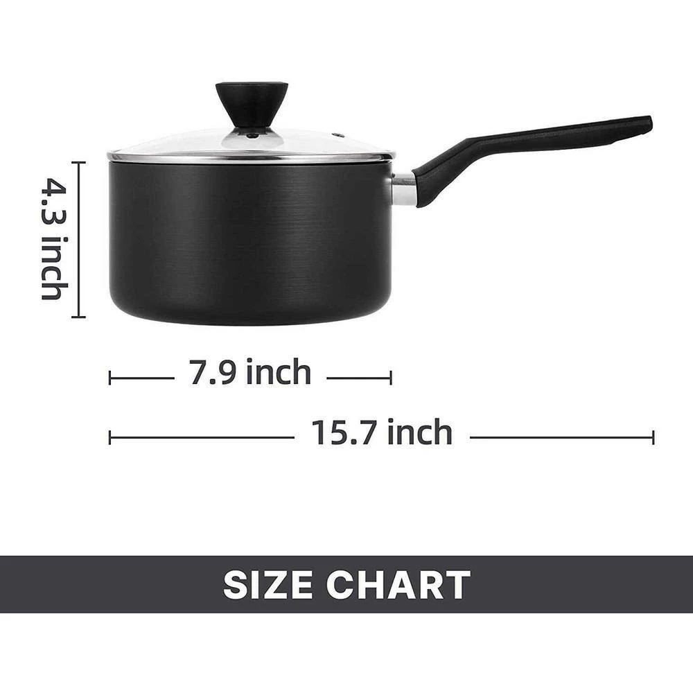 3.5 Qt. Hard-Anodized Aluminum Nonstick Sauce Pan in Black with Lid by EPPMO - Image 8