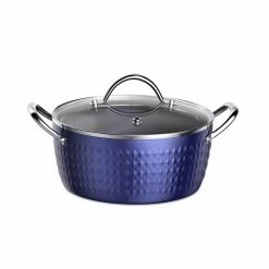 3.7 Qt. Aluminum Alloy Nonstick Sauce Pan in Blue with Lid by Rainbean