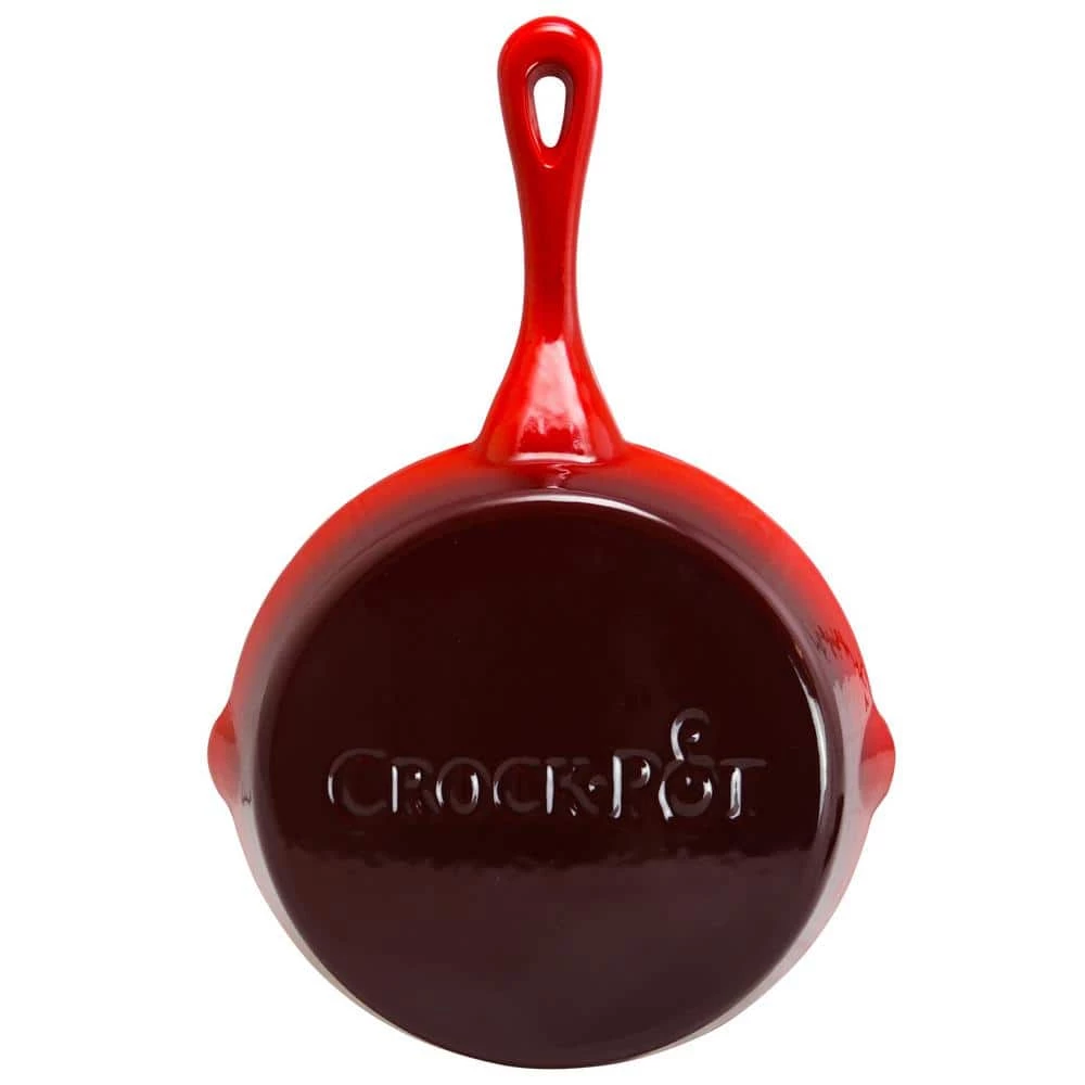 Artisan 8 in. Cast Iron Nonstick Skillet in Scarlet Red with Pour Spout by Crock-Pot - Image 2