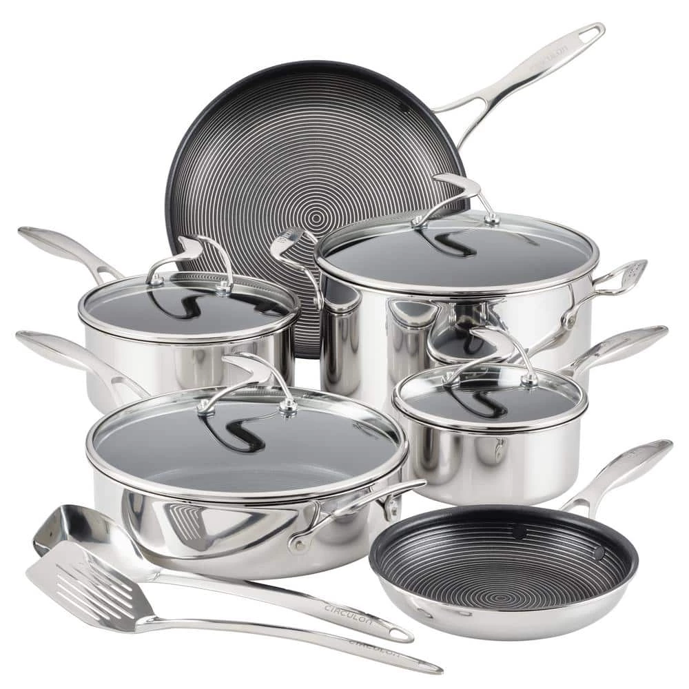 Steelshield C Series 10-Piece Stainless Steel Nonstick Cookware Set Silver by Circulon