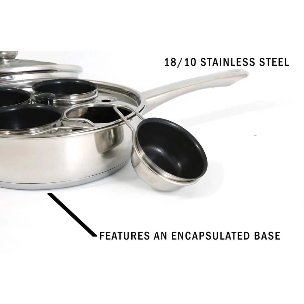 4 Cup 18/10 Stainless Steel Egg Poacher with Non-Stick Coating by Cook Pro - Image 4