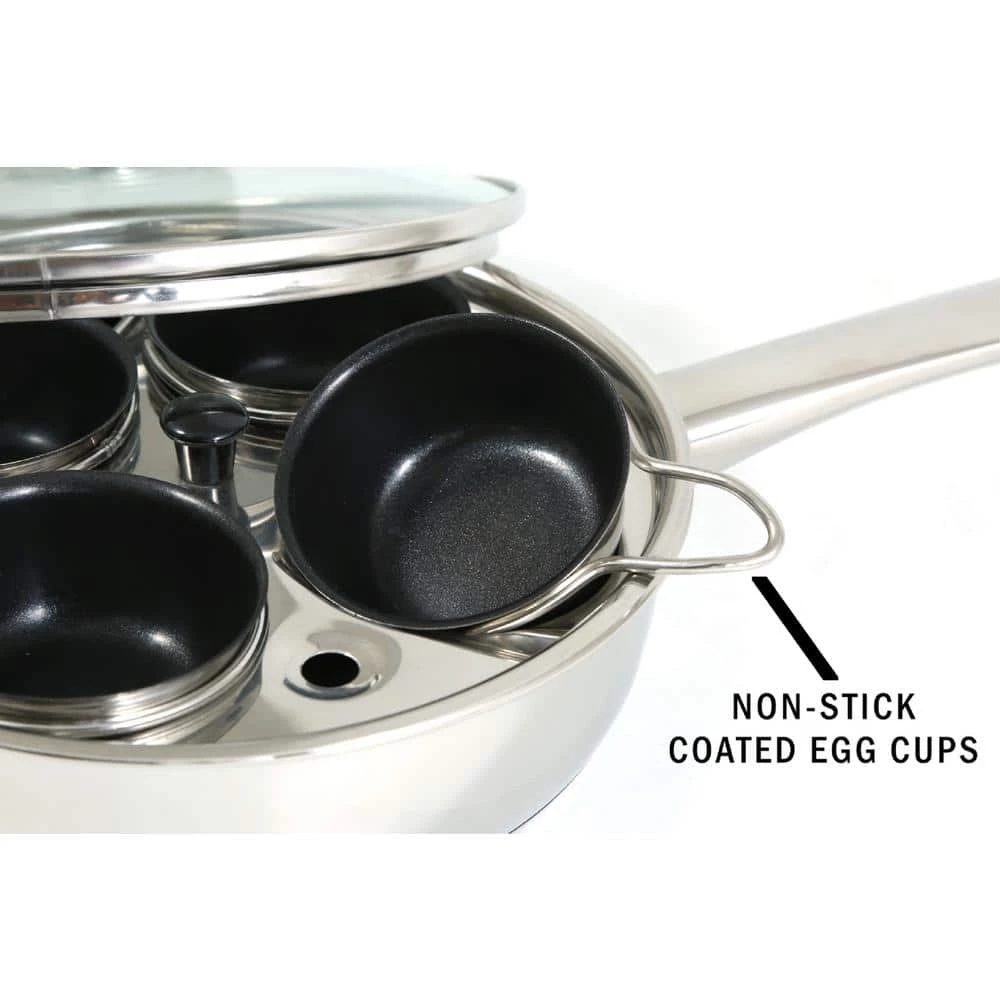 4 Cup 18/10 Stainless Steel Egg Poacher with Non-Stick Coating by Cook Pro - Image 3