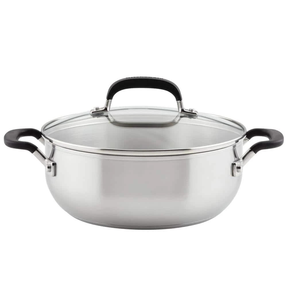 Stainless Steel, 4 qt. Stainless Steel Casserole in Silver with Lid by KitchenAid