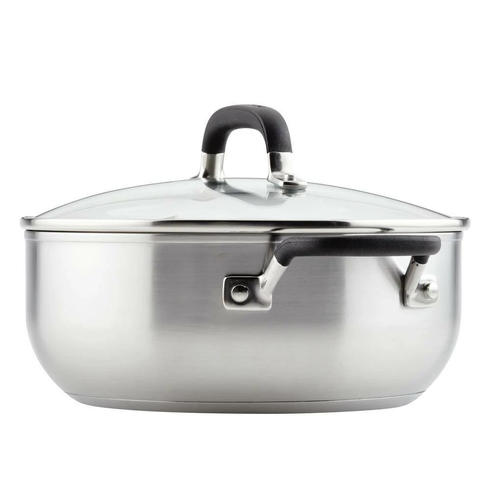 Stainless Steel, 4 qt. Stainless Steel Casserole in Silver with Lid by KitchenAid - Image 4