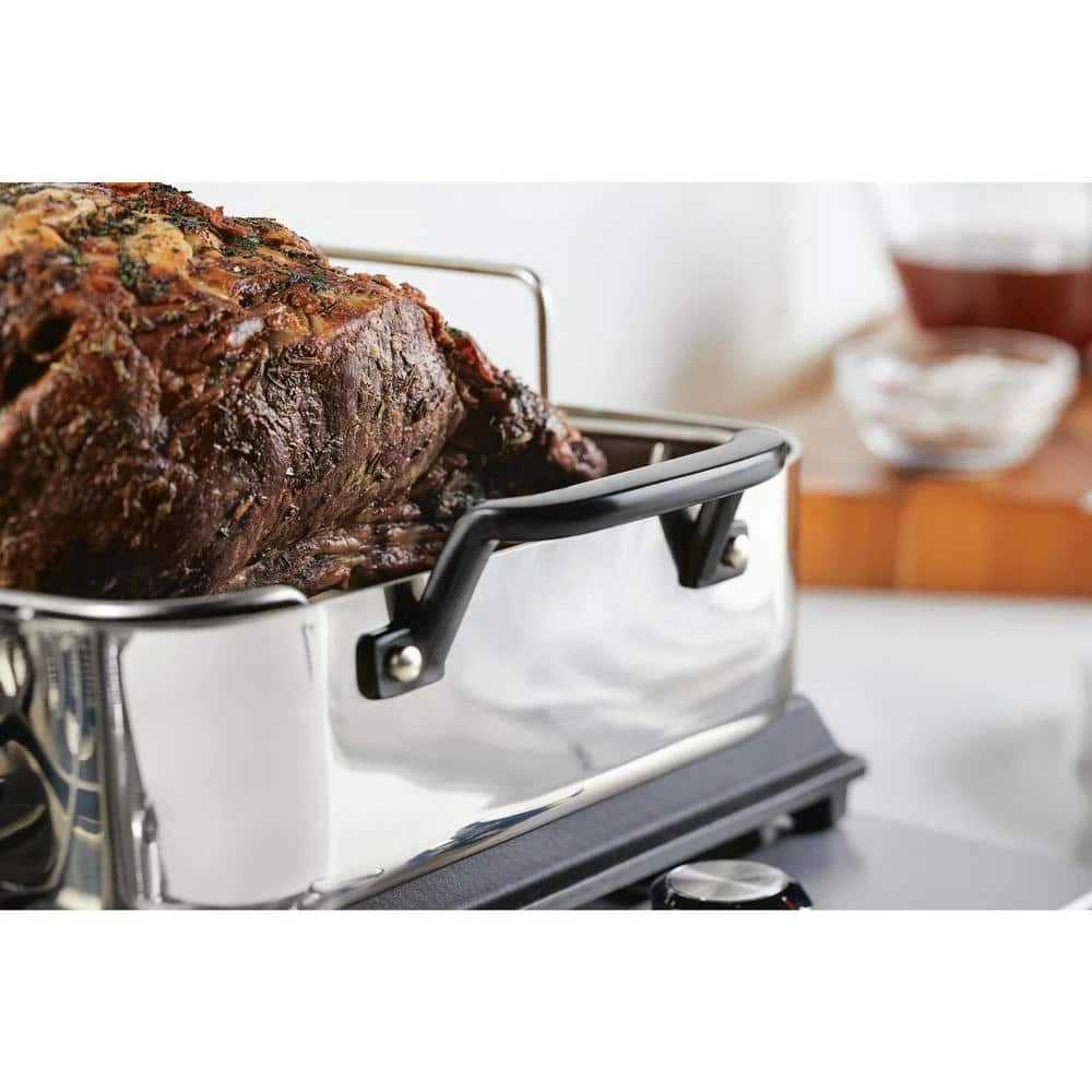 5-PLY, 10.4 qt., Polished, Stainless Steel, Induction, Roasting Pan with Rack by KitchenAid - Image 6