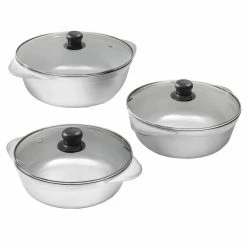 3-Piece Silver Cast Aluminum Stovetop Dutch Oven Set with Lids by Mirro