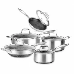 8 in. Nonstick Tri Ply Stainless Steel Pan & 8 Piece Nonstick Pan Set by NutriChef