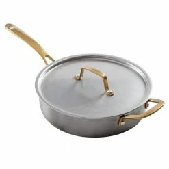 Everyday 3.5 qt. Stainless Steel Saute Pan With Brass Handles and Lid by MARTHA STEWART