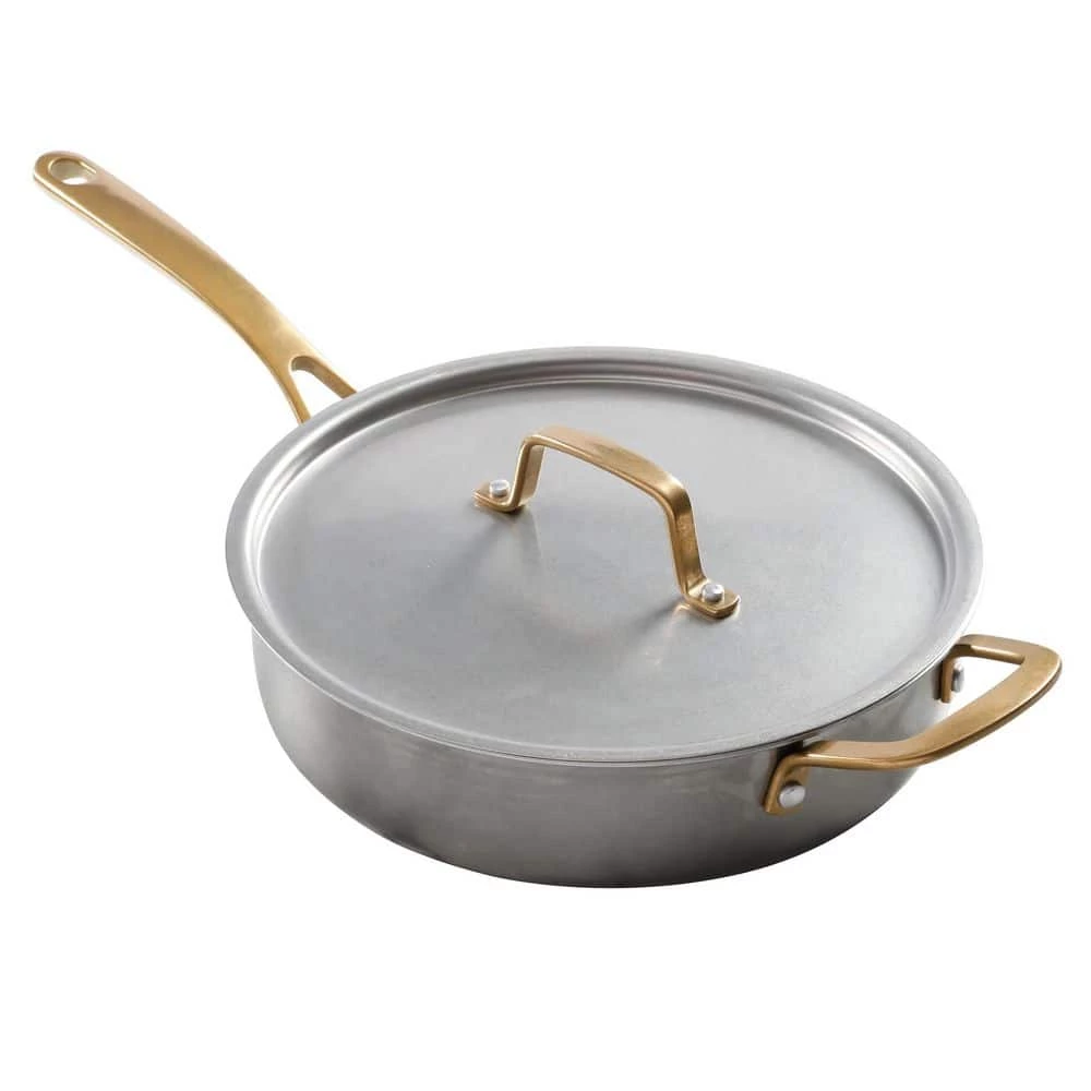 Everyday 3.5 qt. Stainless Steel Saute Pan With Brass Handles and Lid by MARTHA STEWART