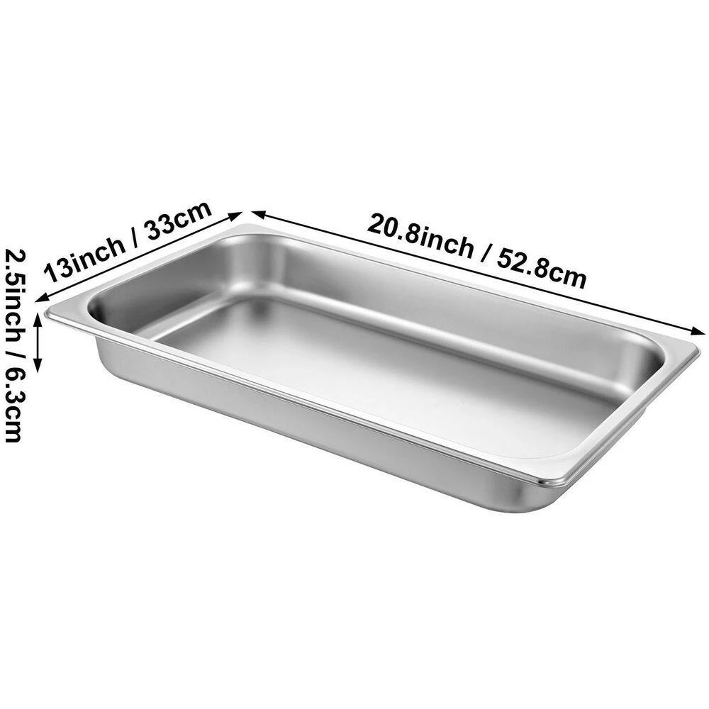 8.9 qt. Roasting Pans Stainless Steel Chafing Dish Buffet Set 20 x 12 x 2 in. Hotel Pans Full Size For Baking (6-Pack) by VEVOR - Image 7
