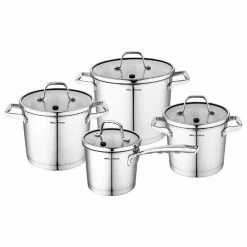8-Piece Stainless Steel Nonstick Dishwasher Safe Cookware Set by AMERCOOK