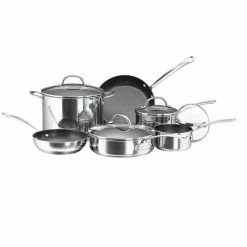 Millennium 10-Piece Stainless Steel Nonstick Cookware Set in Stainless Steel and Black by Farberware